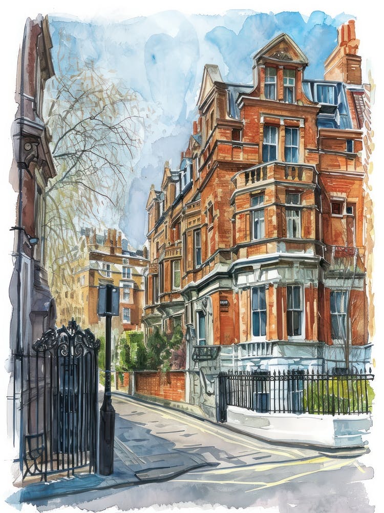 Kensington And Chelsea London Borough   Street Watercolour 4