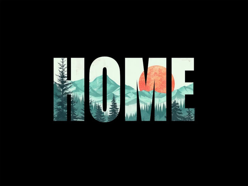 Home Poster Landscape Retro Illustration 9