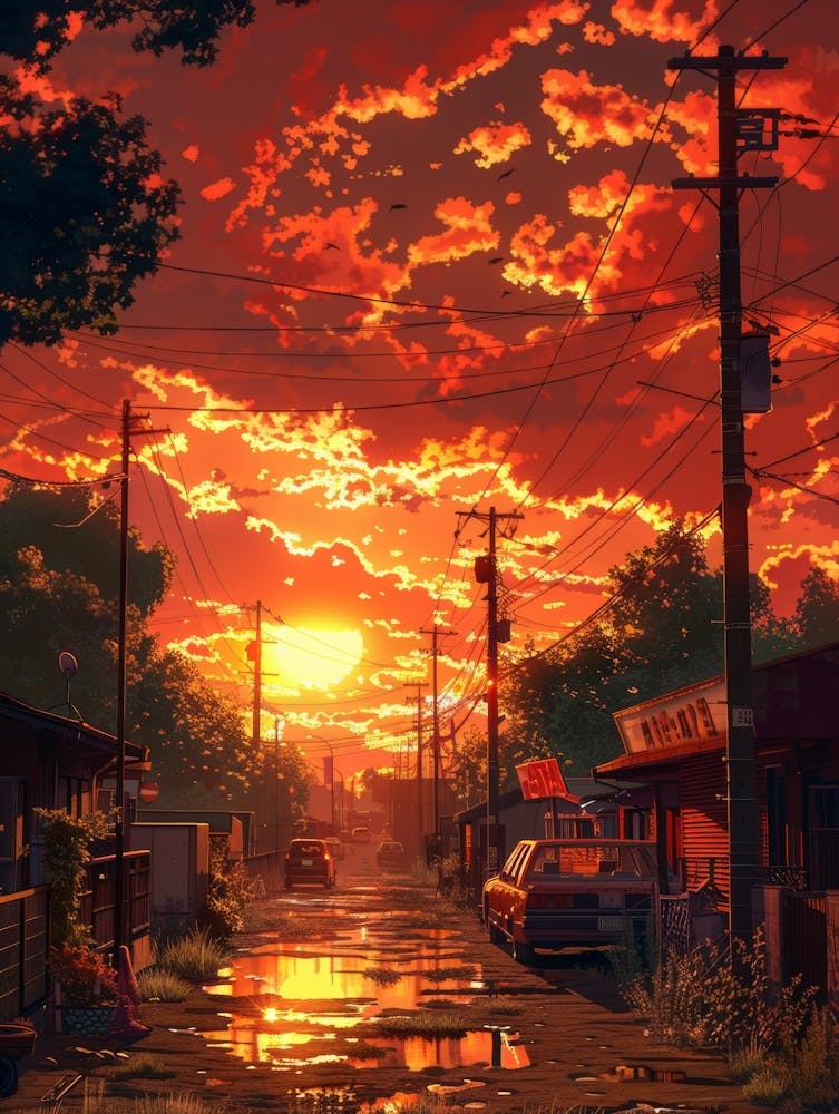 Sonnenuntergang Straße