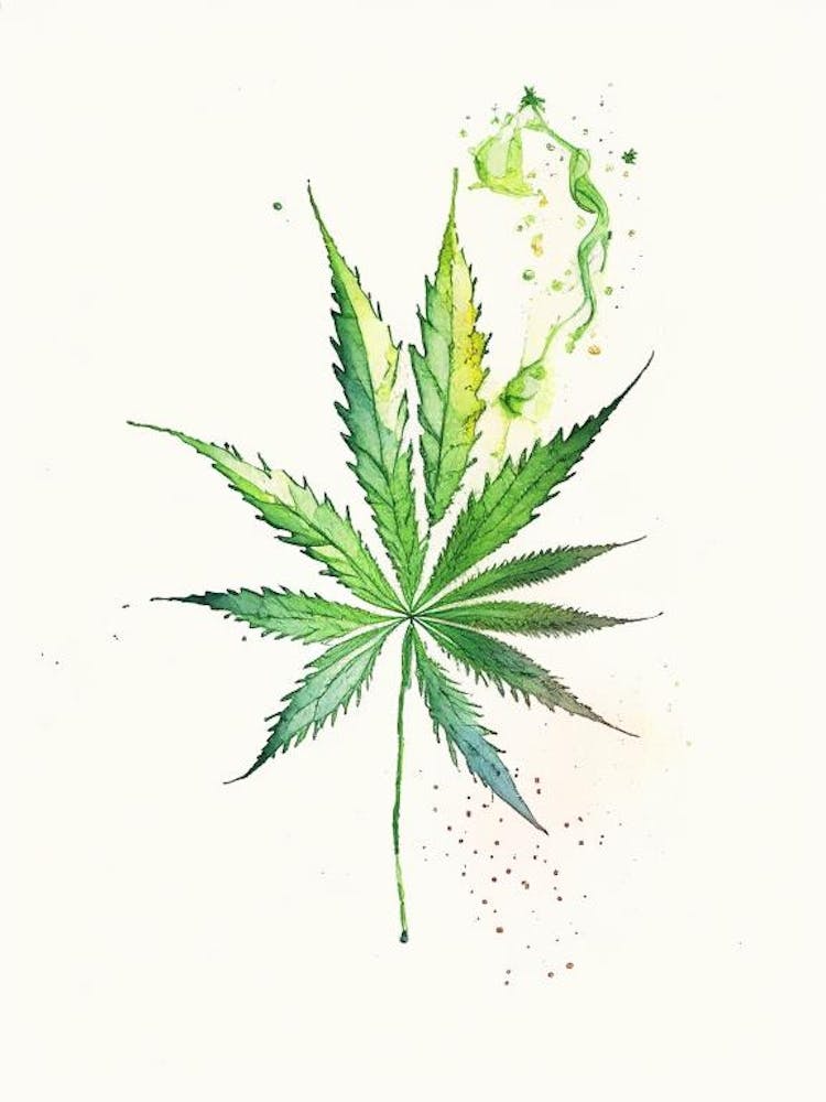 Hemp Herb Minimalist Watercolour 1