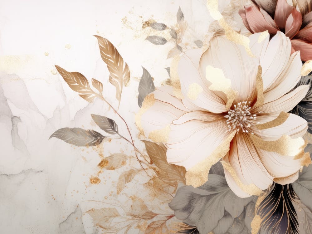 Gold Blumen Tapete