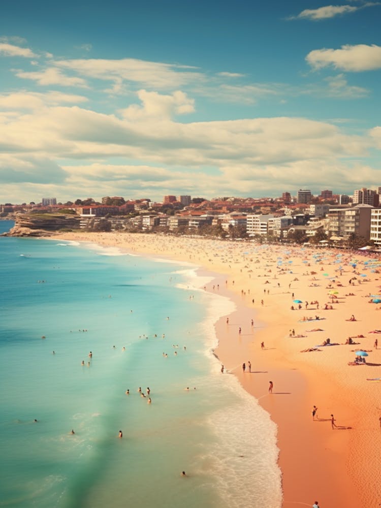 Bondi Beach Sydney Australia Mediterranean Style Illustration 1