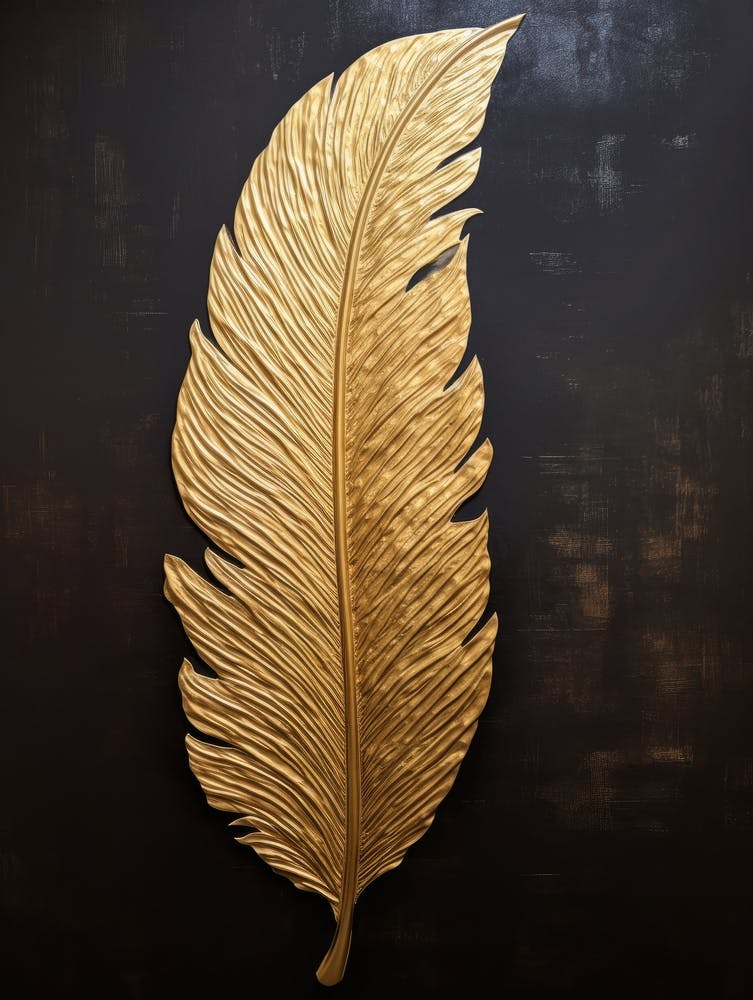 Gold Feather Wall Art 4