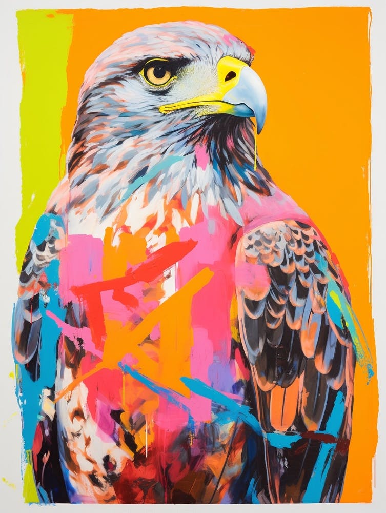 Colourful Bird Painting Red Tailed Hawk 1
