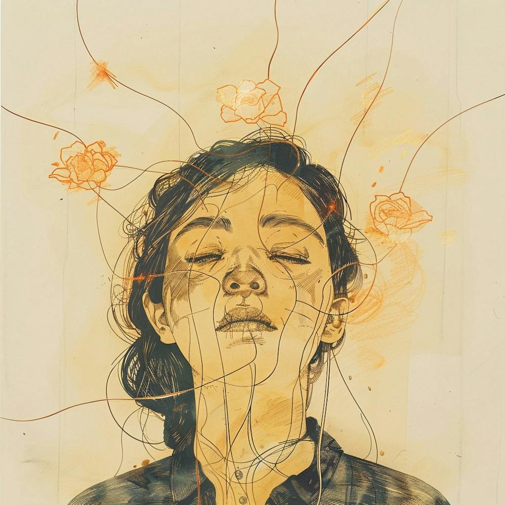 Frau mit Blumen im Haar