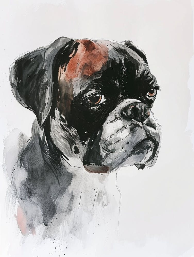 Boxer Watercolor Painting 1