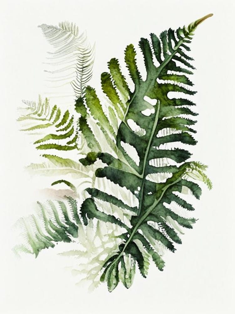 Crested Wood Fern  3watercolour