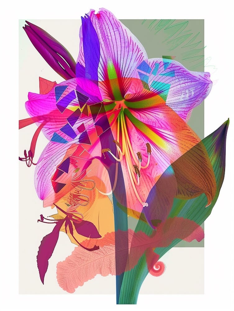 Amaryllis 8 Neon Flower Collage