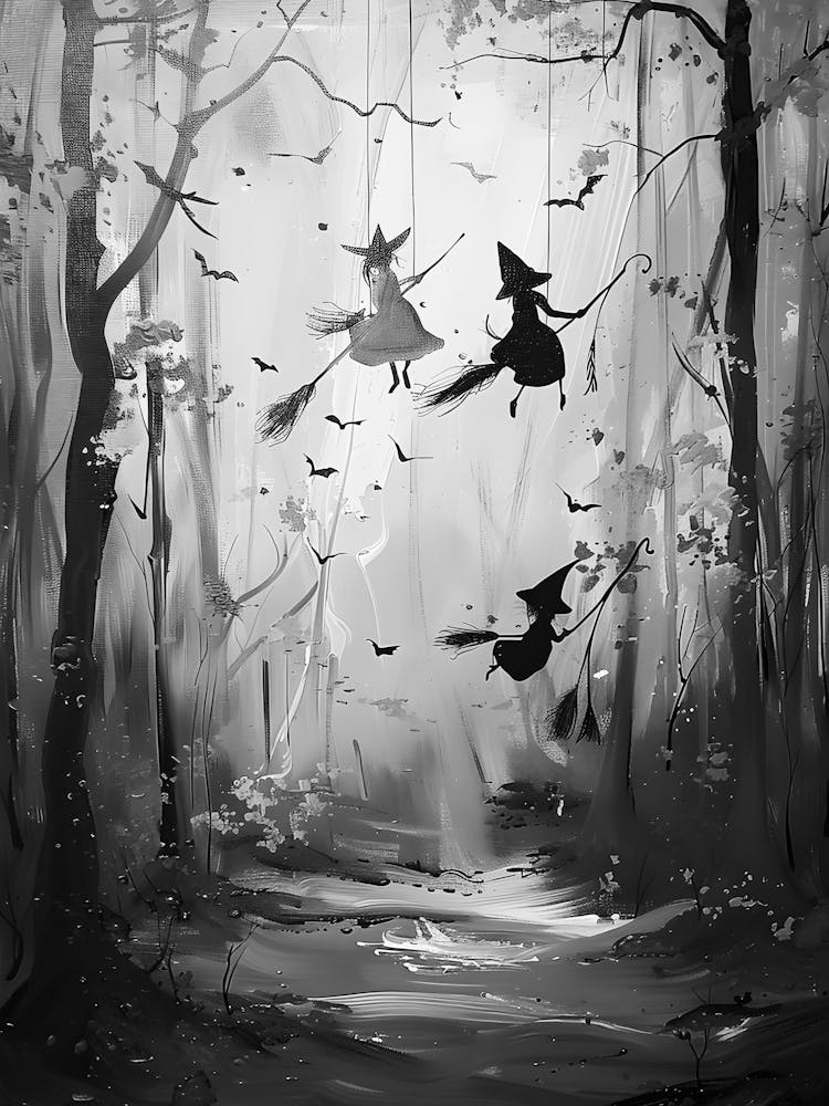 Witches Flying In The Woods
