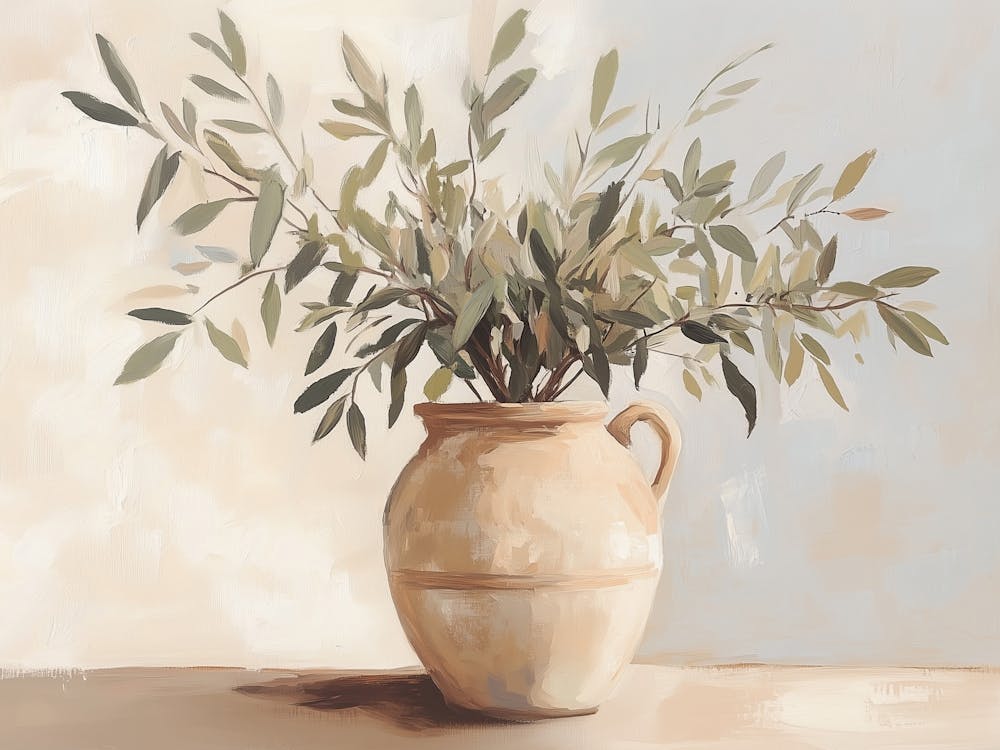 Olive Plants In A Vase