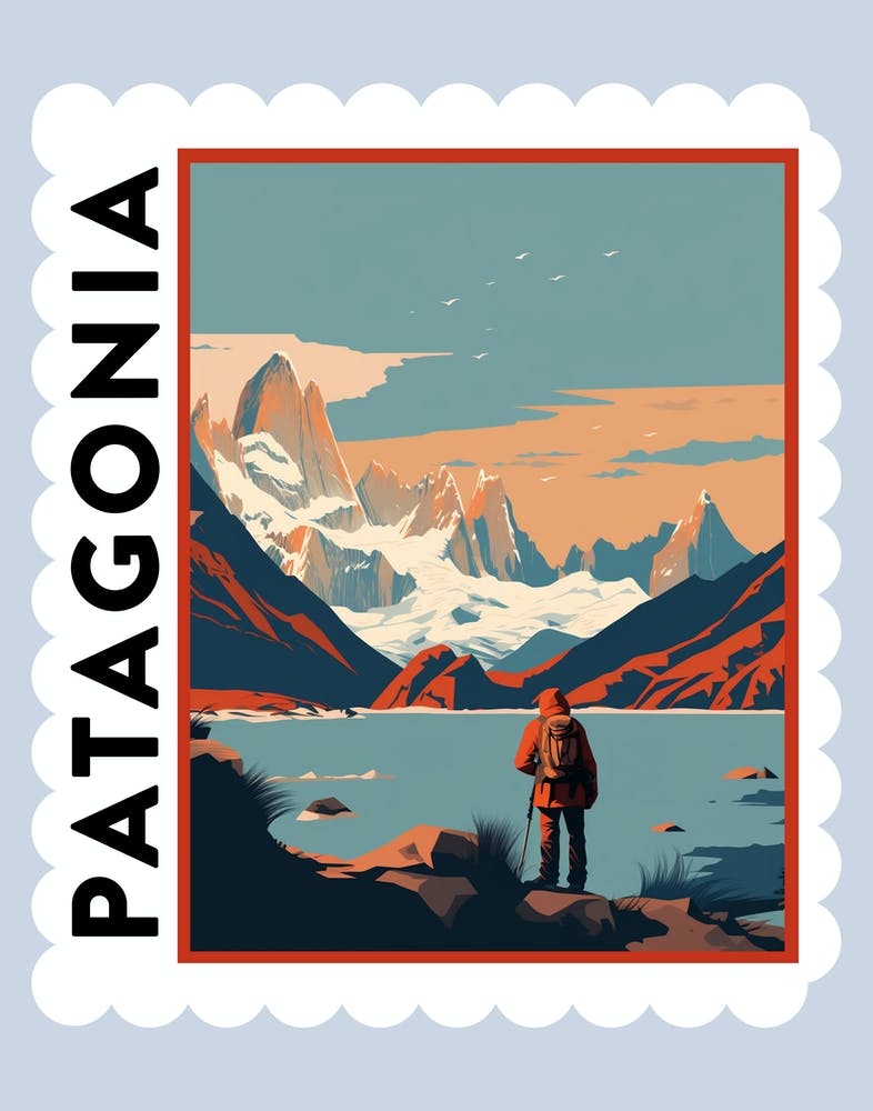 Patagonia 2 Travel Stamp Poster