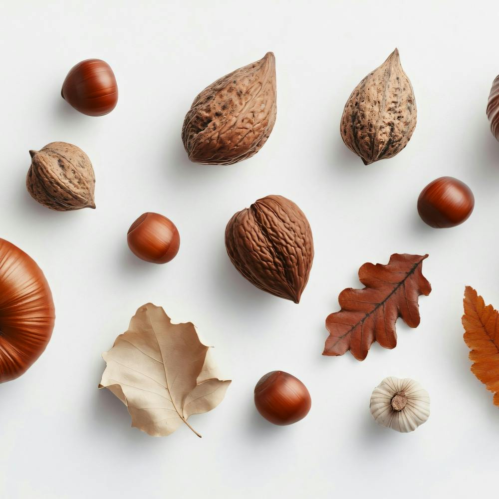 Autumn Nut and Leaves And Nuts
