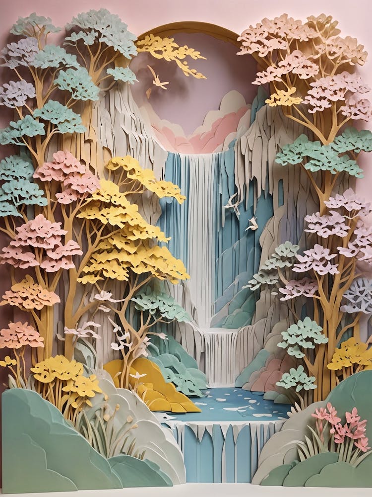 Wasserfall-Papierkunst