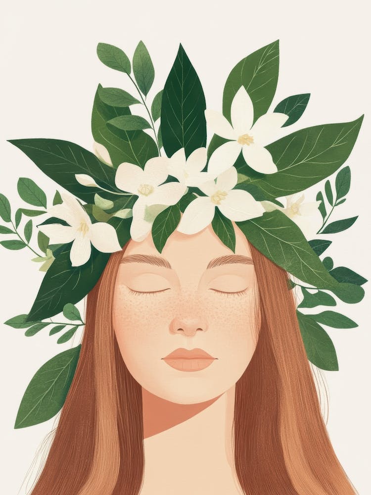 Illustration Of A Woman With A Flower Crown