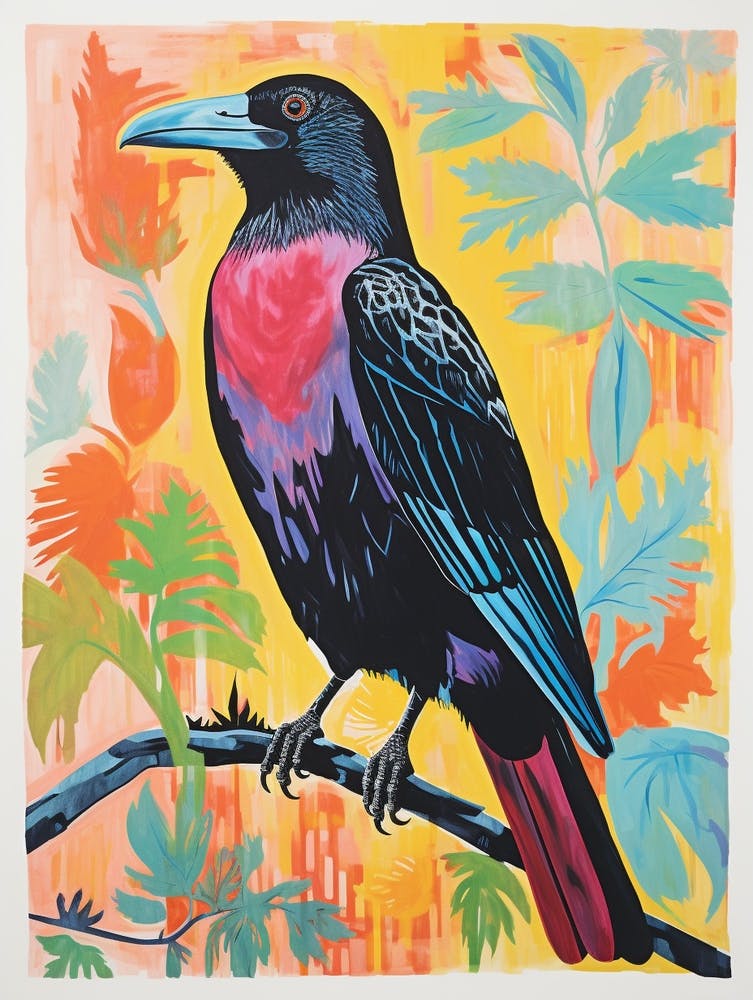 Colourful Bird Painting Crow 3
