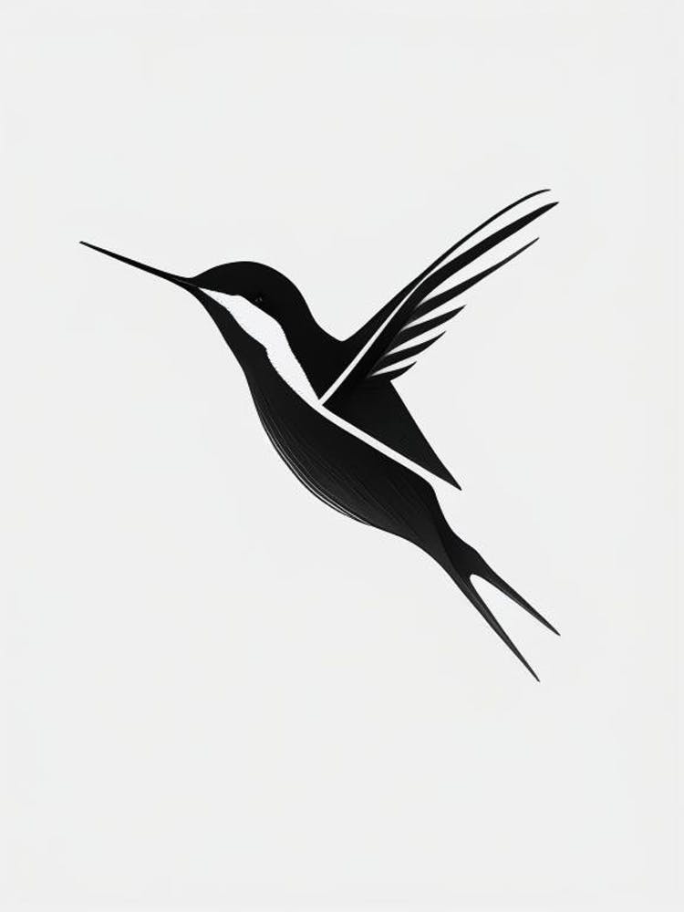 Black Chinned Hummingbird Retro Minimal