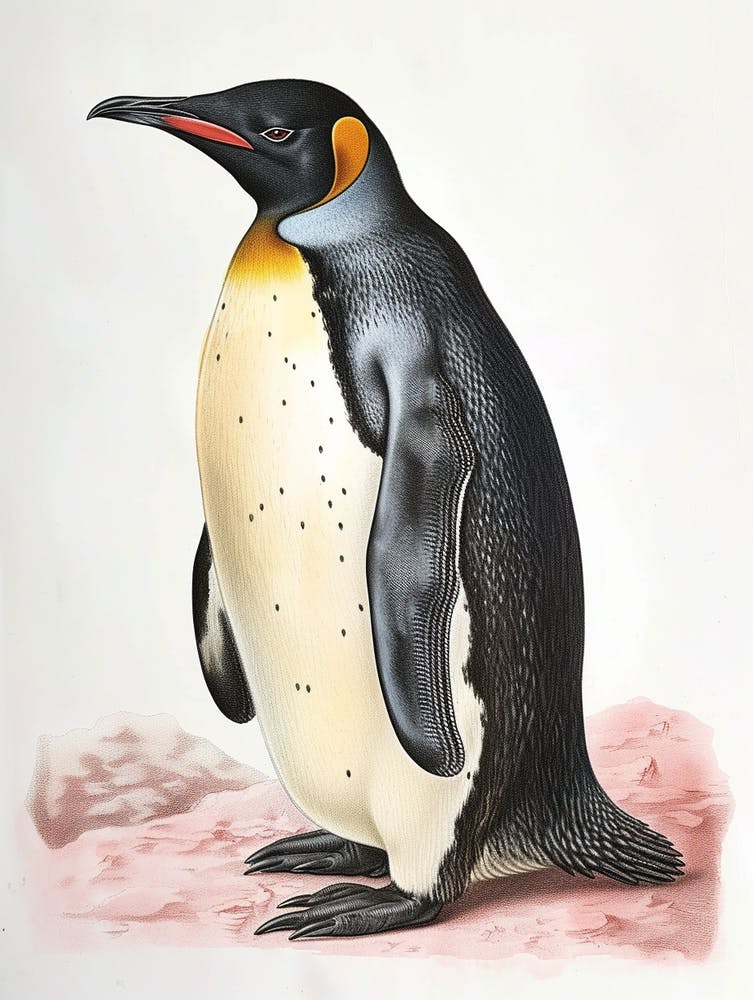 Adlie Penguin Livingston Island Vintage Botanical Painting 4