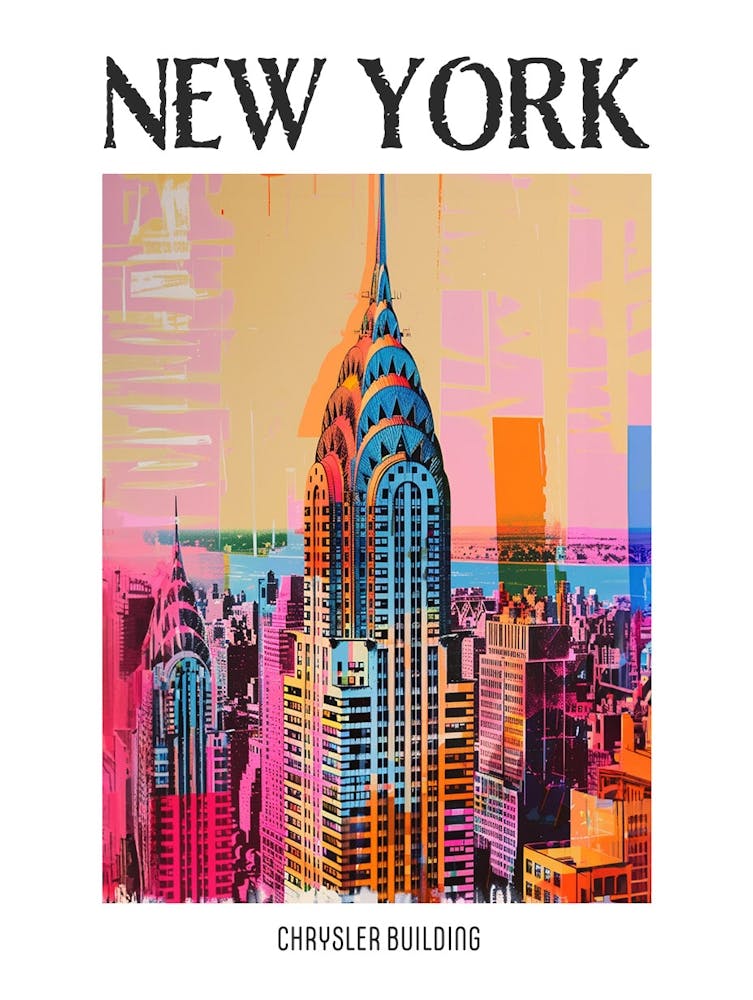 Chrysler Building New York Colourful Silkscreen Illustration 1 Poster