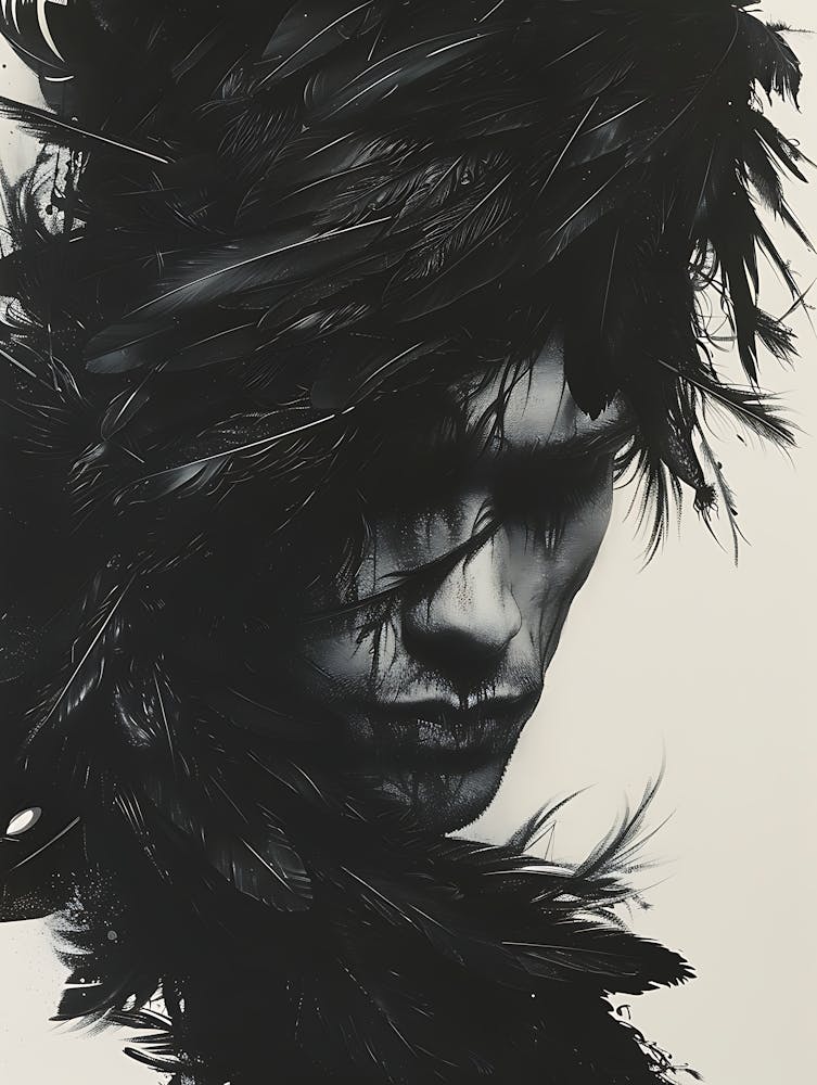 Whimsical Dark Feathers Man 6