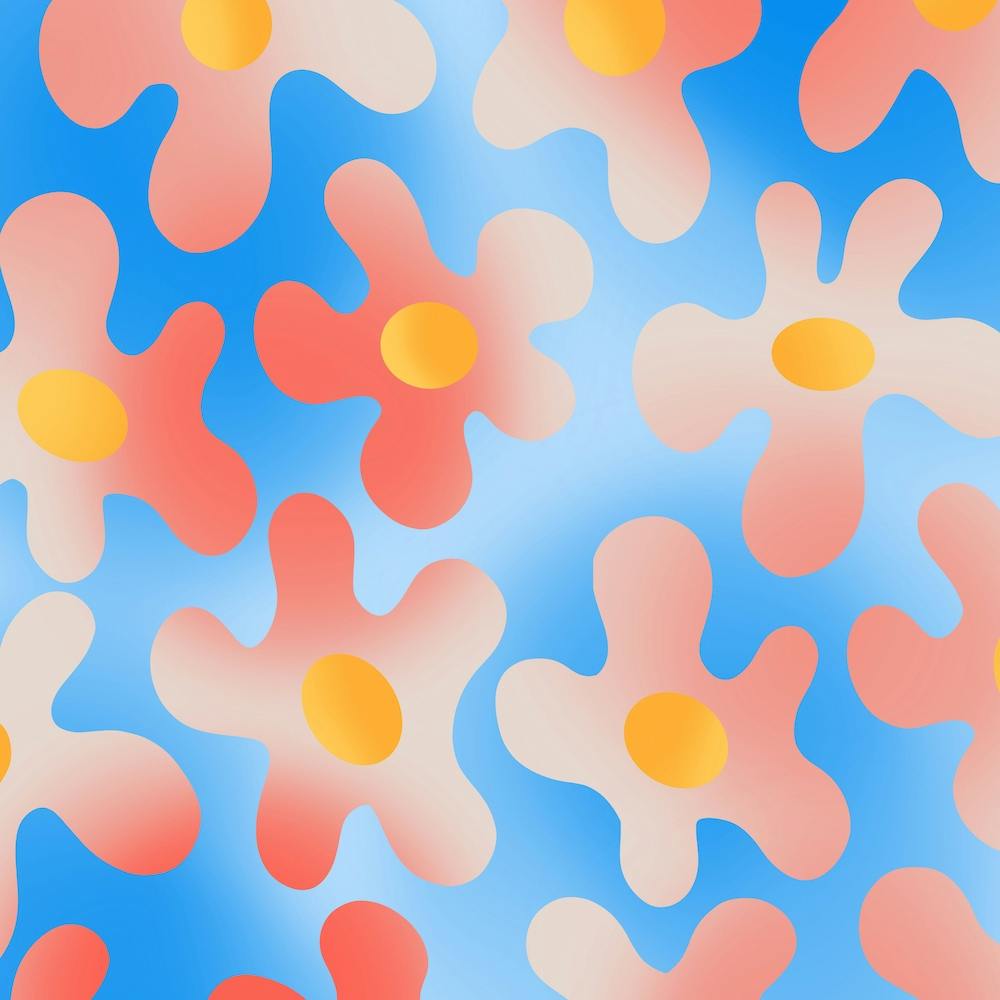 Flowers Orange Blue Square