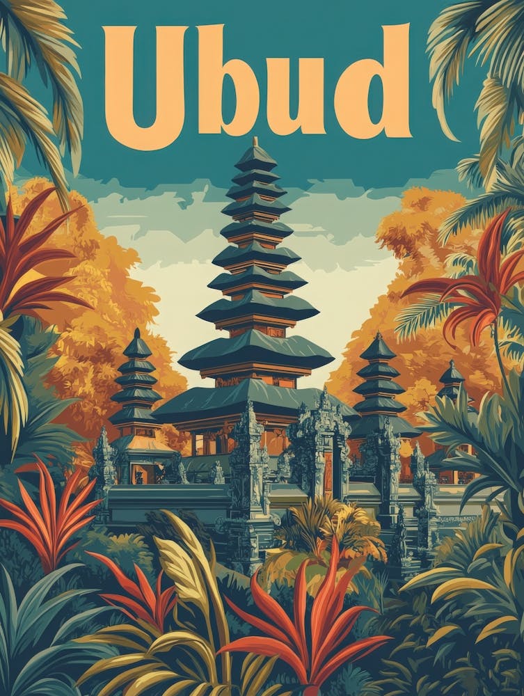 Aihrgdesign A Classic 1960s Travel Poster For Ubud 4