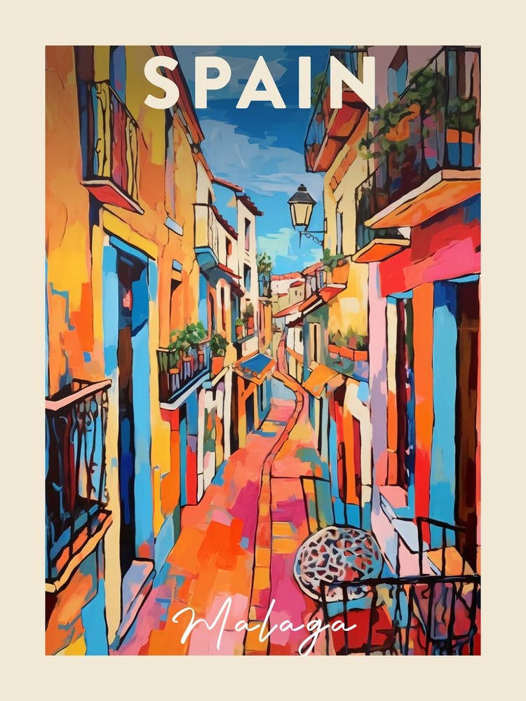Malaga Spain 6 Fauvist Painting  Travel Poster