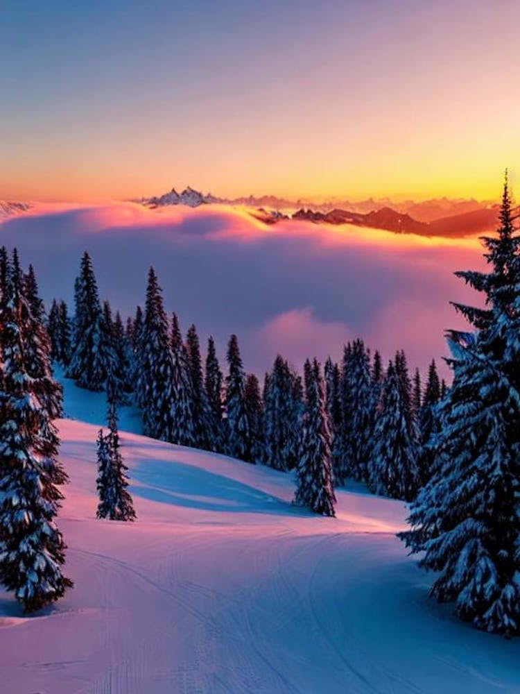 Gstaad, Switzerland Sunrise 1 Skiing Poster