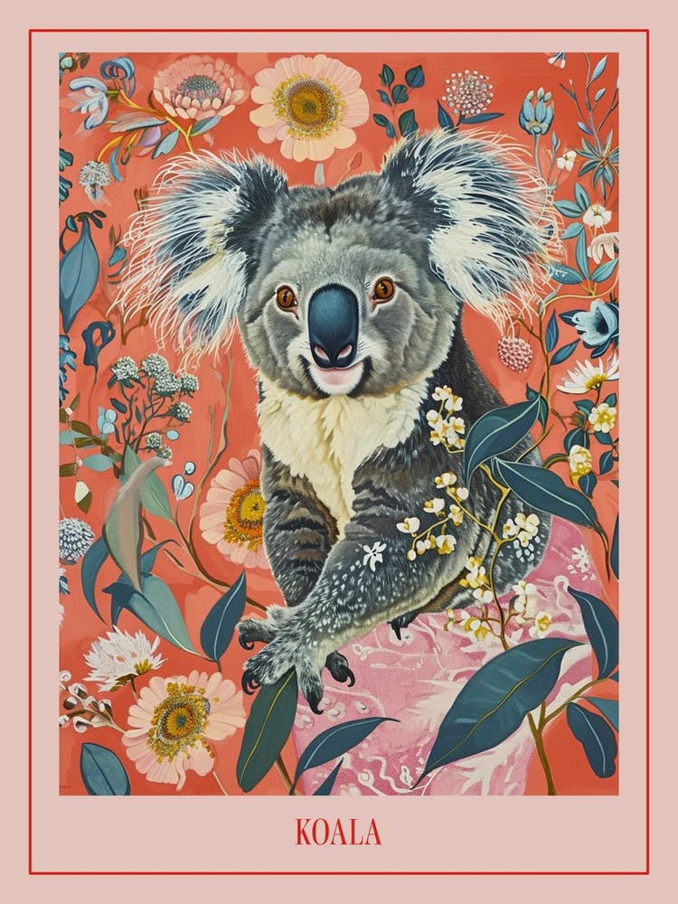 Peinture Animale Florale Koala 2 Affiche