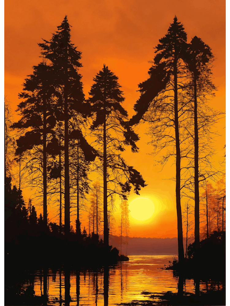 Beautiful Sunset In The Forest