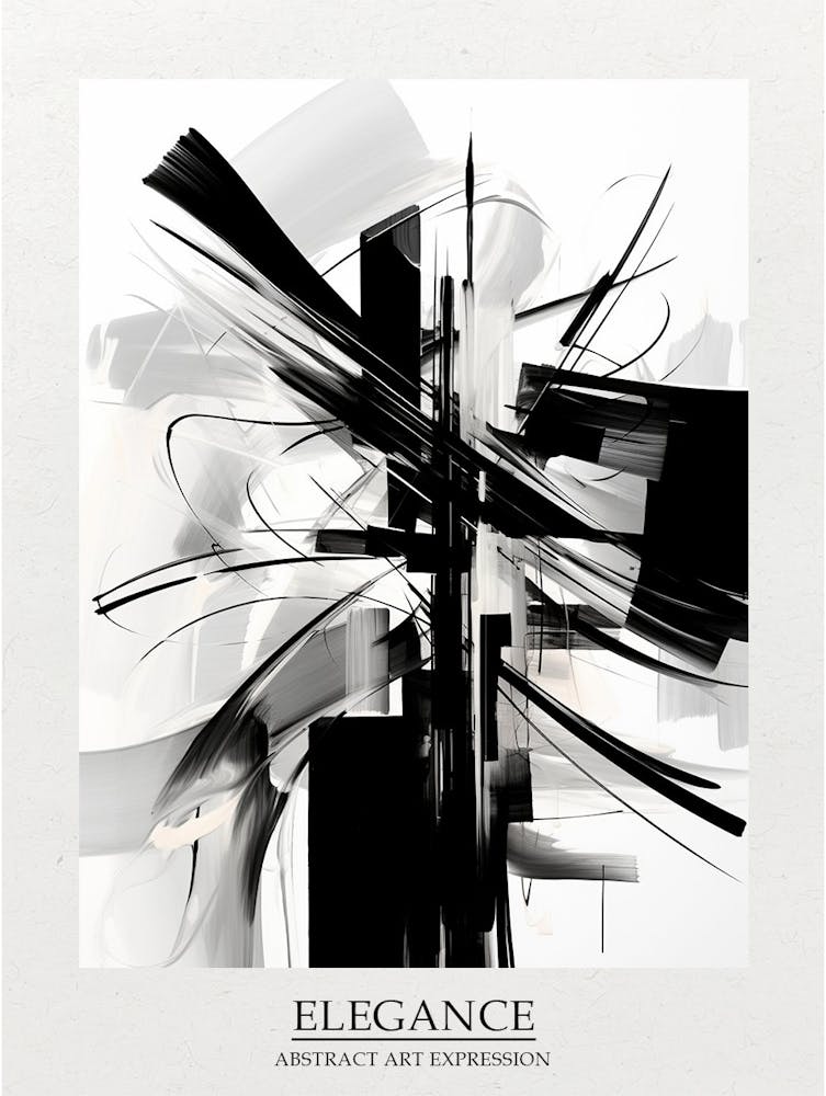 Elegance Abstract Black And White 3 Poster