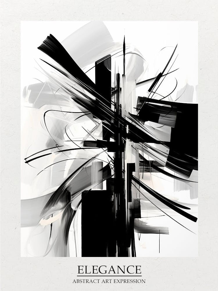 Elegance Abstract Black And White 3 Poster