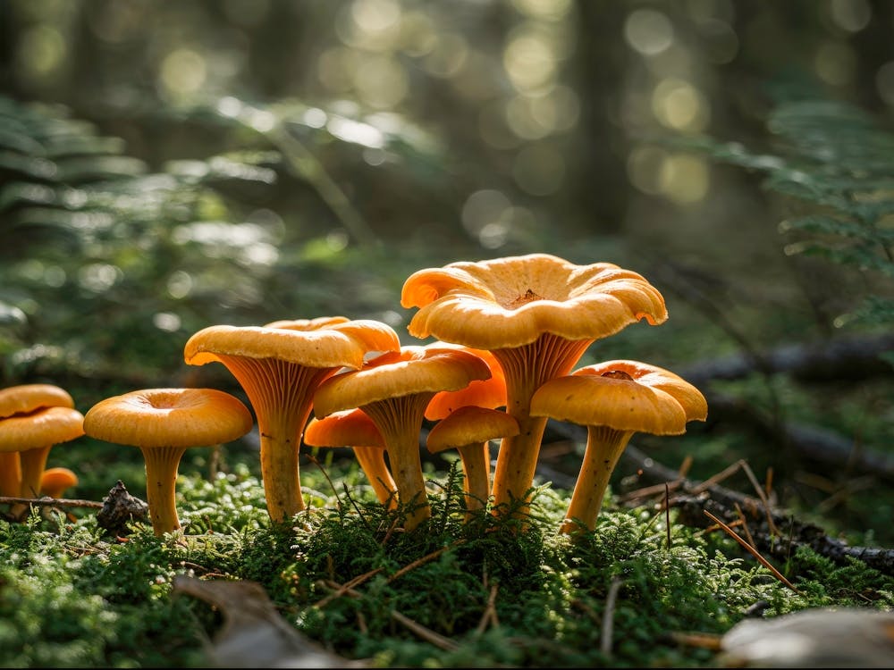 Yellow Mushrooms In The Forest