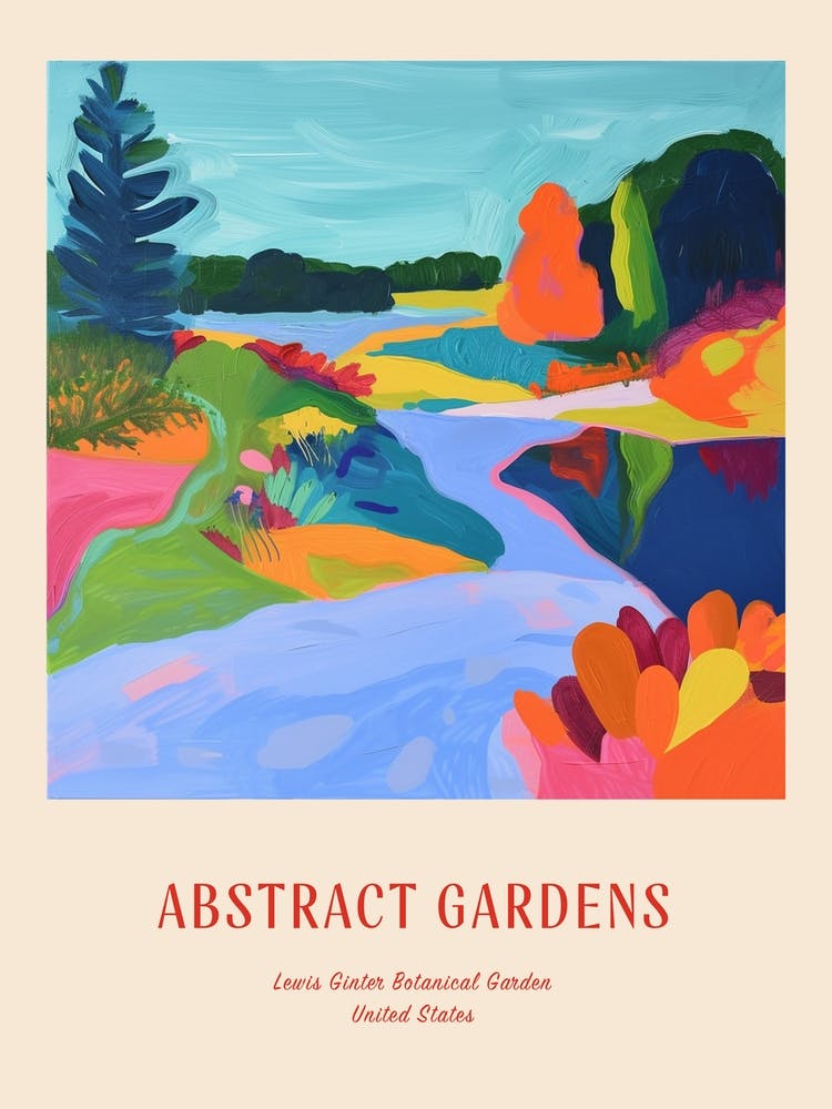Colourful Gardens Lewis Ginter Botanical Garden Usa 2 Red Poster