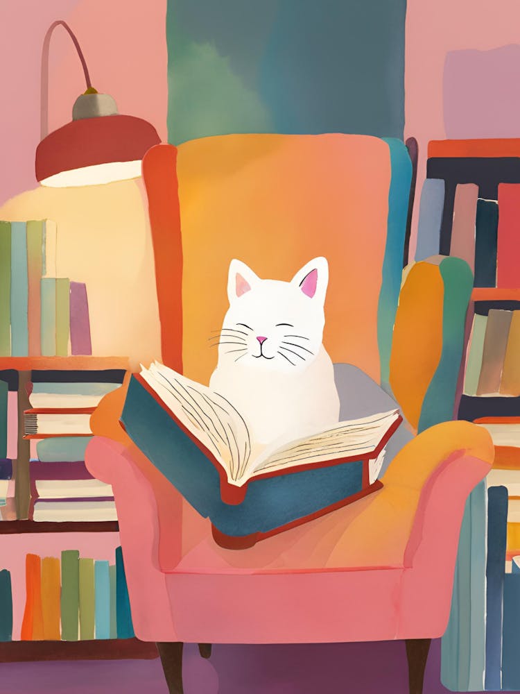 Cat Reading A Book 1