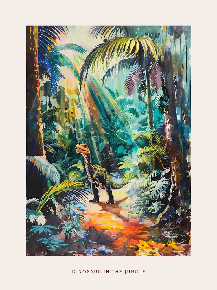 Dinosaur In The Sunlight In The Jungle - Affiche