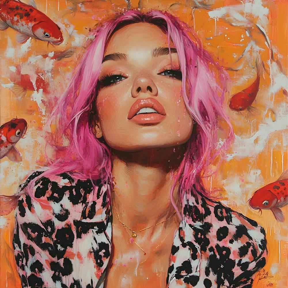 Beautiful Woman With Koi Fish 6