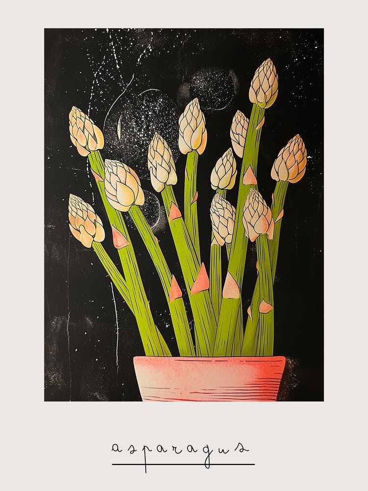 Art Deco Asparagus Bouquet Poster