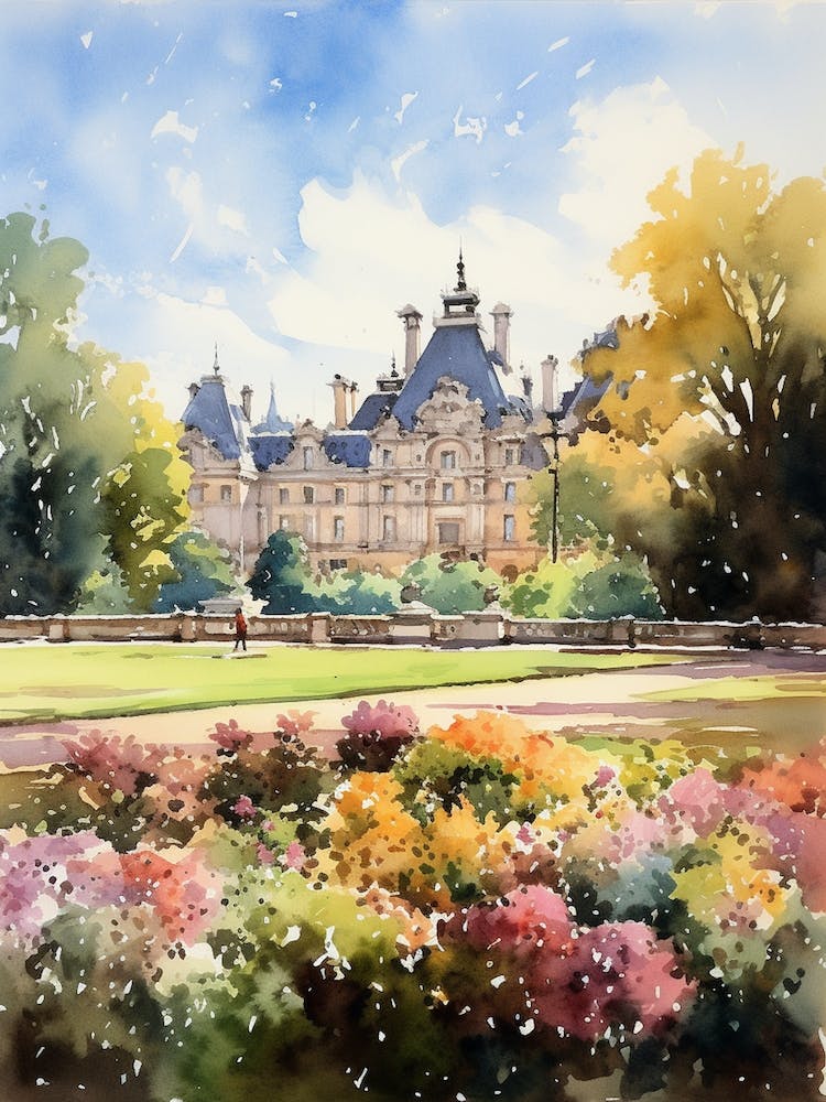 Luxembourg Gardens France Watercolour Painting 2