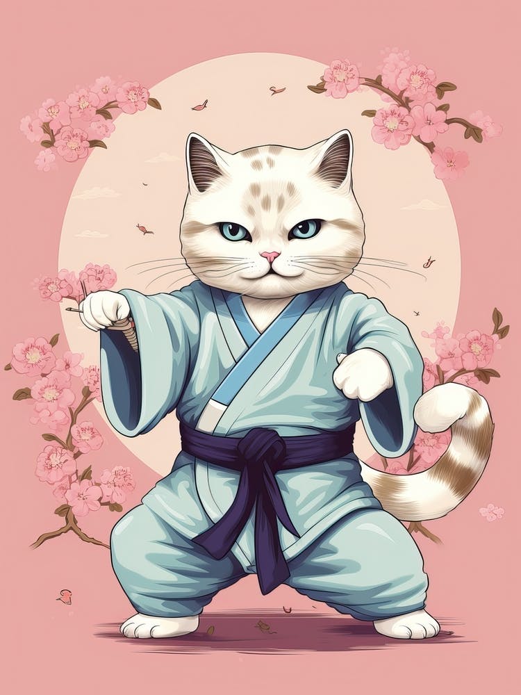 Kawaii Cat Drawings Tai Chi 3