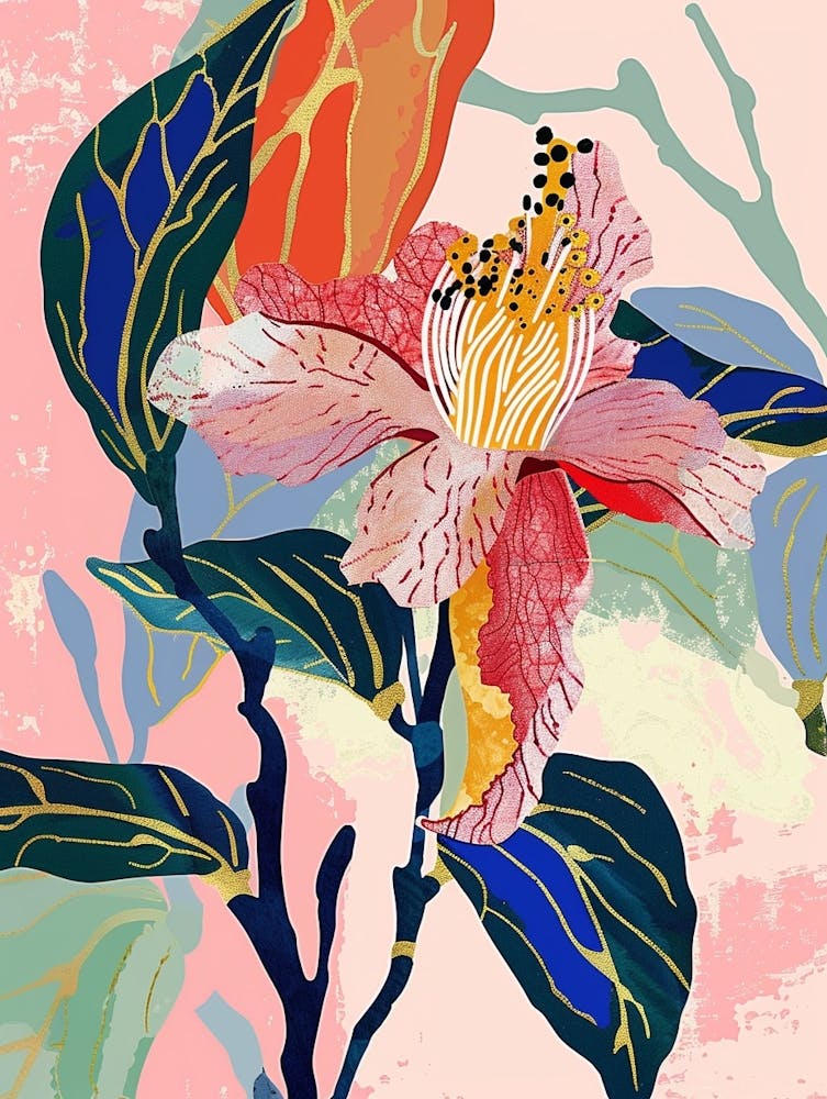 Colourful Flower Illustration Camellia 4