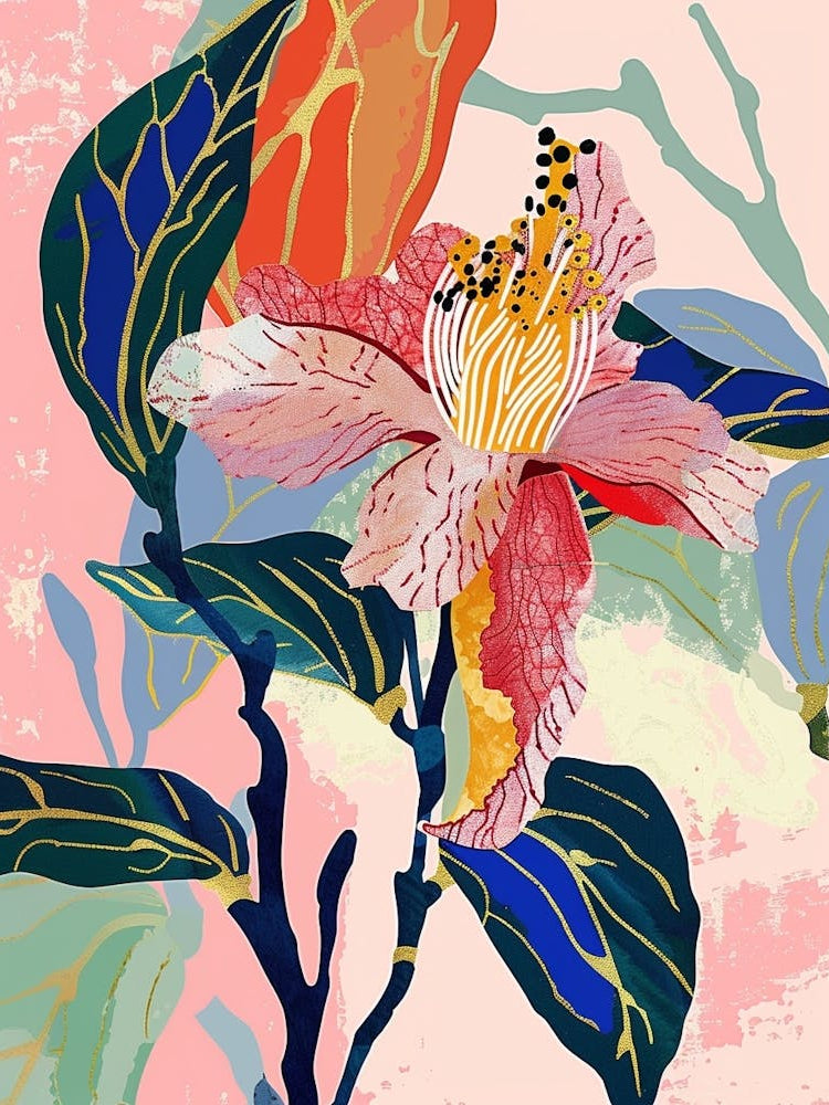 Colourful Flower Illustration Camellia 4