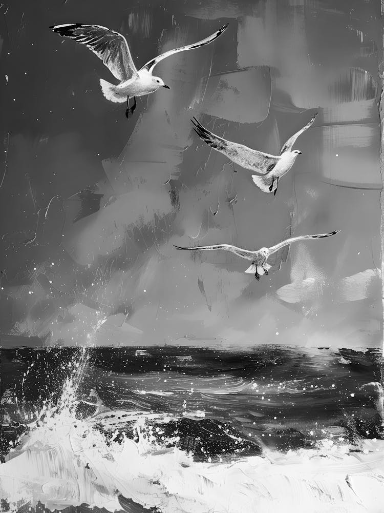 Seagulls Flying Over The Ocean 1