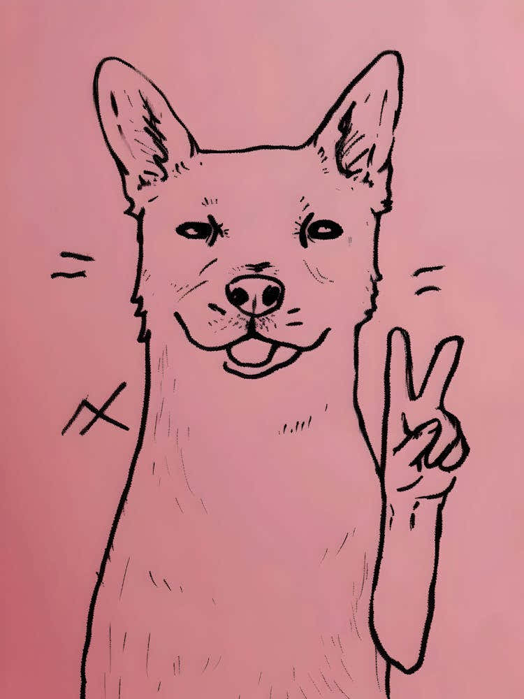 Peace Sign Dog