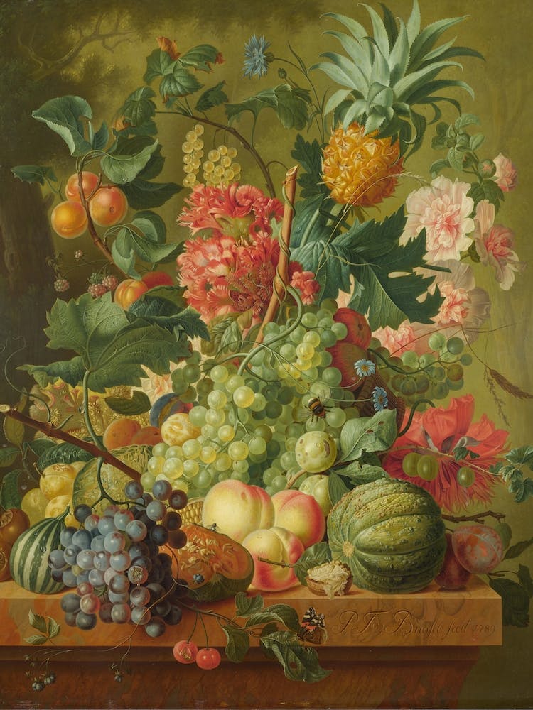 Fruit And Flowers, Paulus Theodorus van Brussel