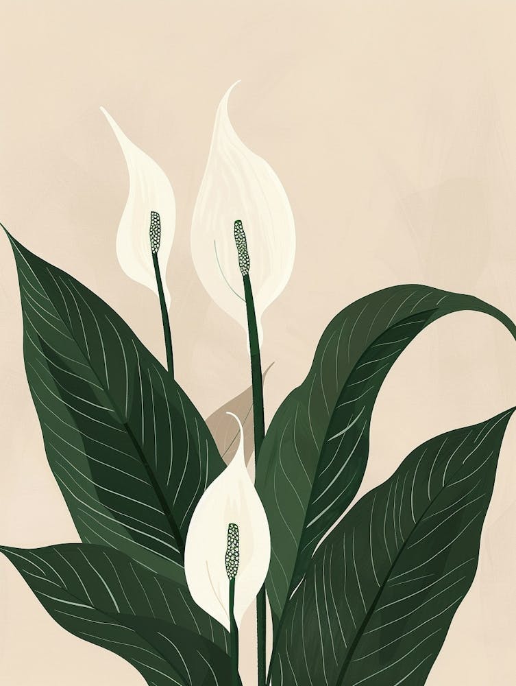 Peace Lily Plant Minimalist Illustration 6
