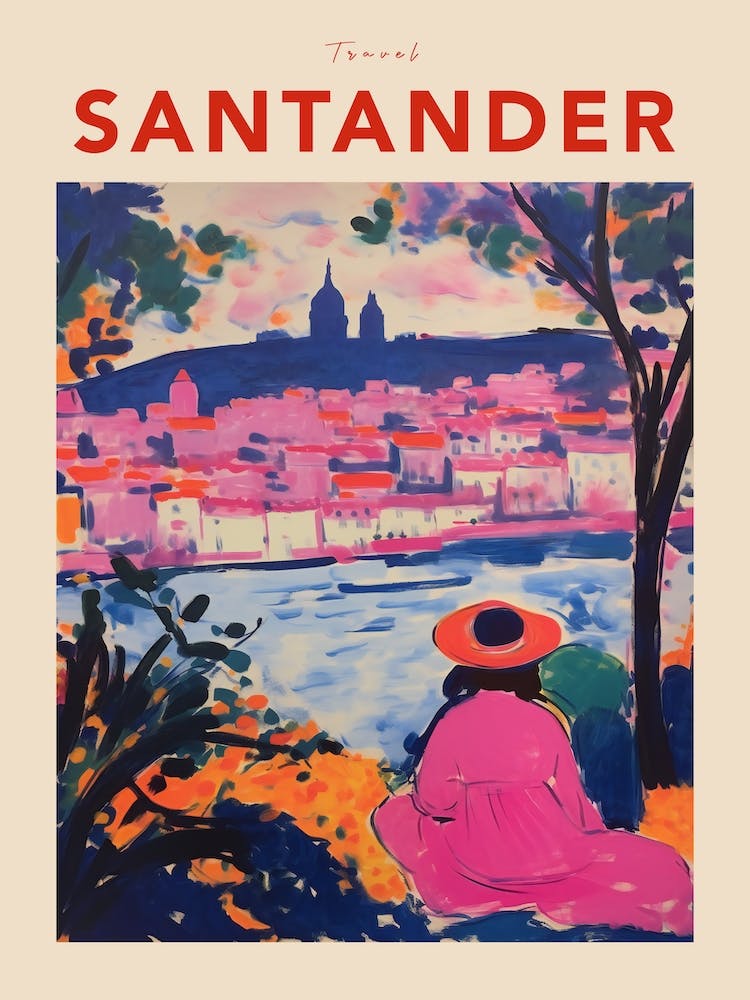 Santander Spain 3 Fauvist Travel Poster