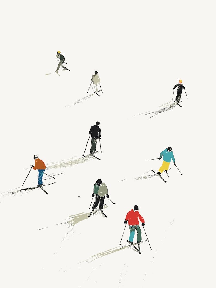 Skiing Print Skier Artwork Ski Wall Art Vintage Winter Sports Art Minimalist Prints