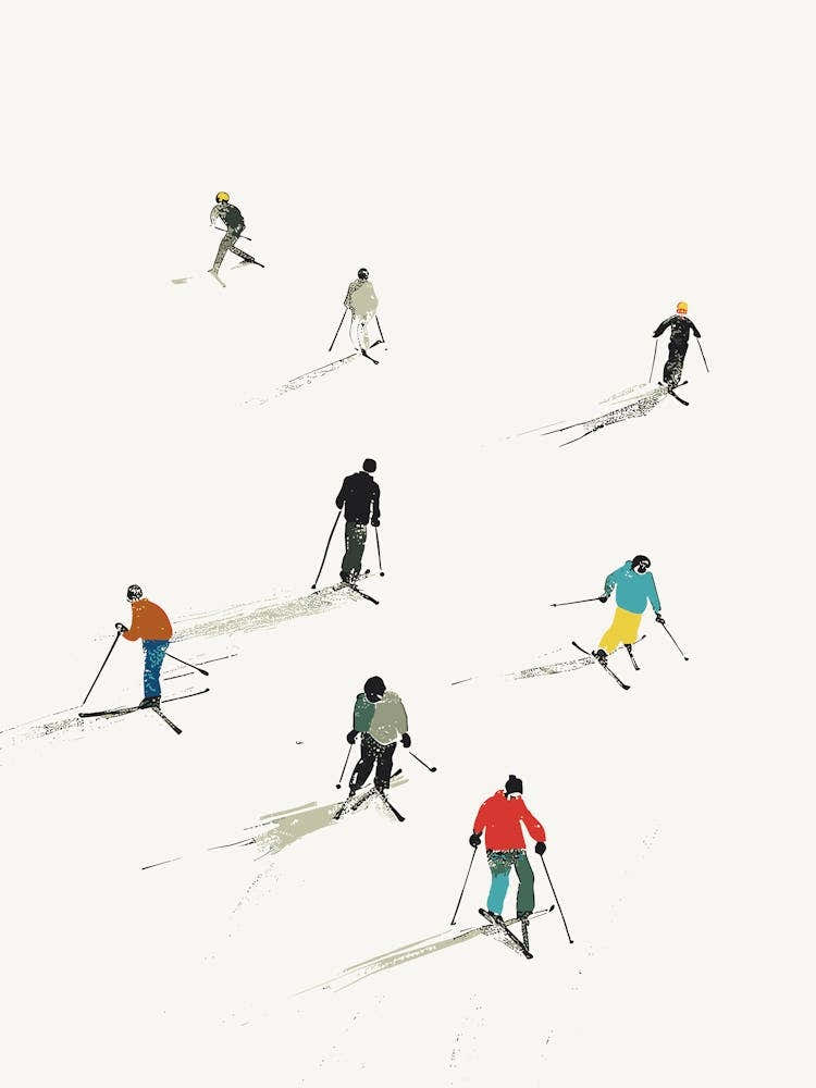 Skiing Print Skier Artwork Ski Wall Art Vintage Winter Sports Art Minimalist Prints