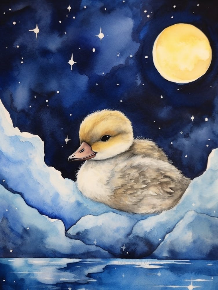 Baby Goose Sleeping In The Clouds