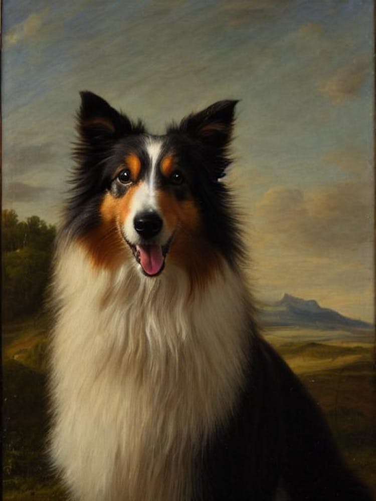 Shetland Sheepdog Renaissance Portrait Oil Painting